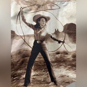 Urban Outfitters BDG Cowgirl Printed Denim Shirt Oversized Western Boho XS